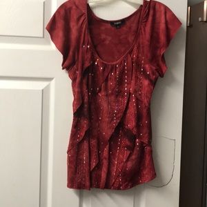 Tie dye sparkle ruffle top blouse